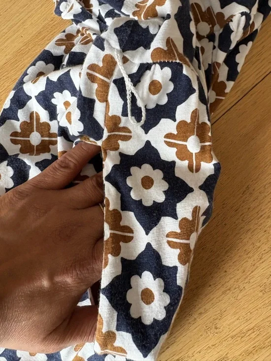 Boden Sleeveless V-Neck Maxi Dress in Navy and Brown Tile Print - Picture 9 of 9